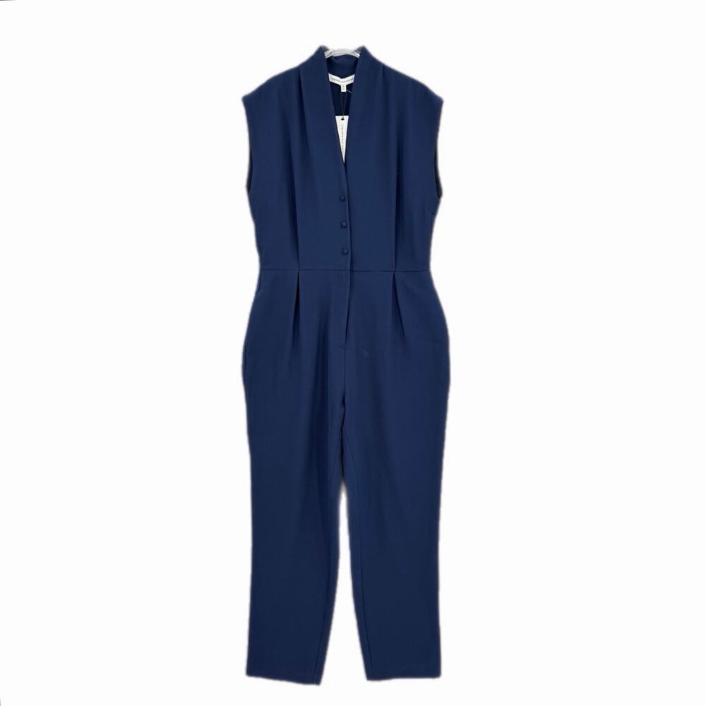 Cupcakes and Cashmere NEW Navy Tailored Polished Chic Simple Party Jumpsuit
